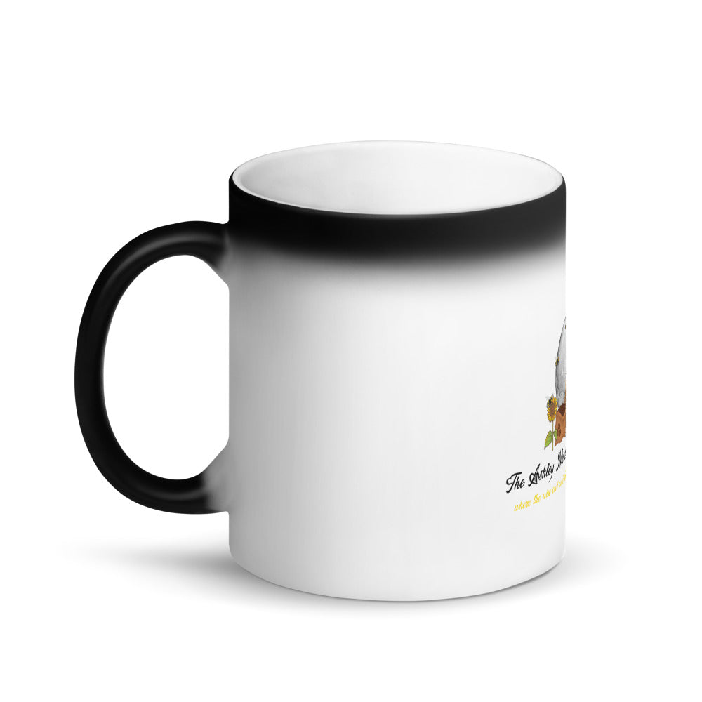 Matte Black Magic Mug and the moon logo