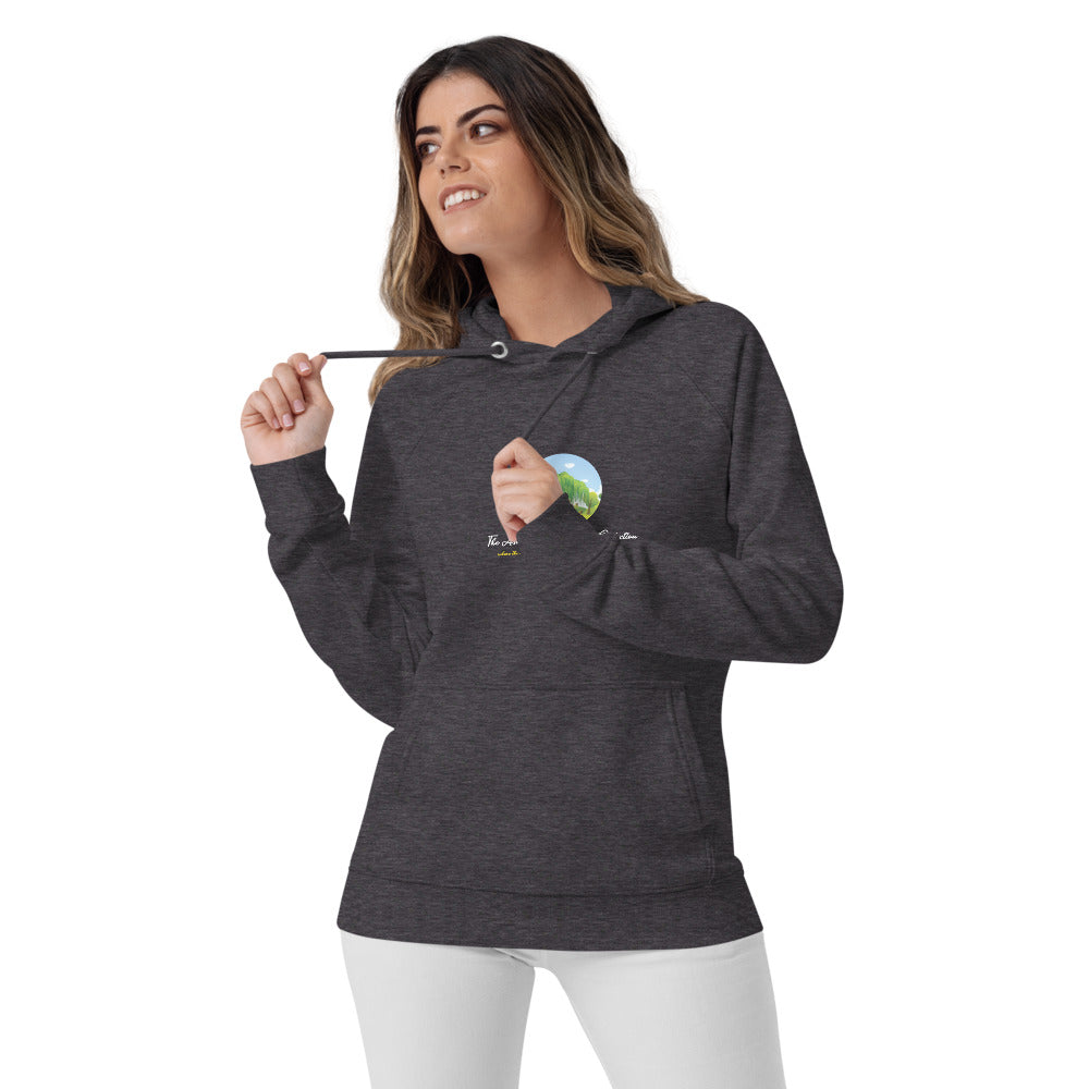 Eco Raglan Hoodie and tree logo