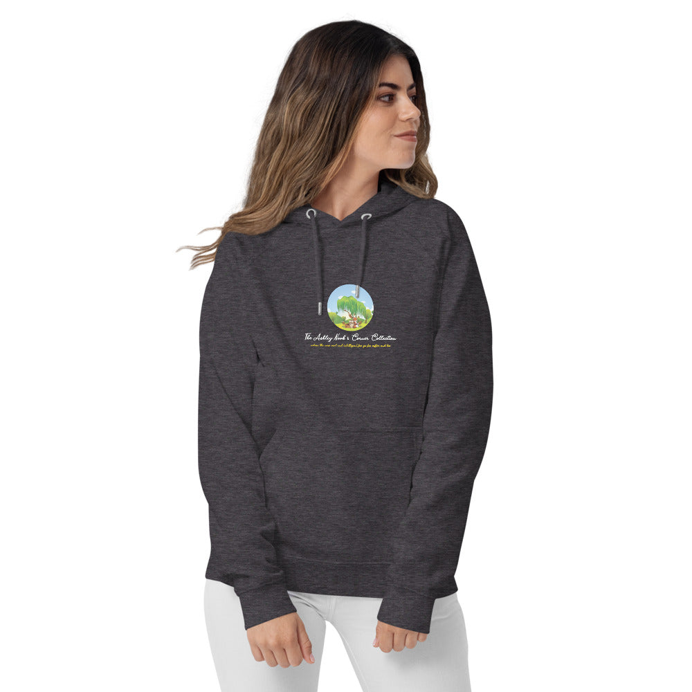 Eco Raglan Hoodie and tree logo