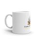 White Glossy Mug and the moon logo