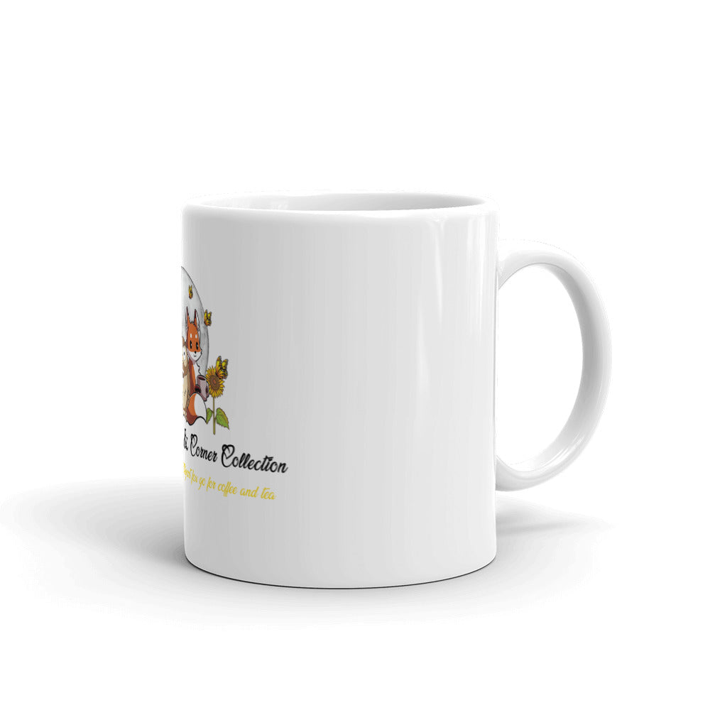 White Glossy Mug and the moon logo