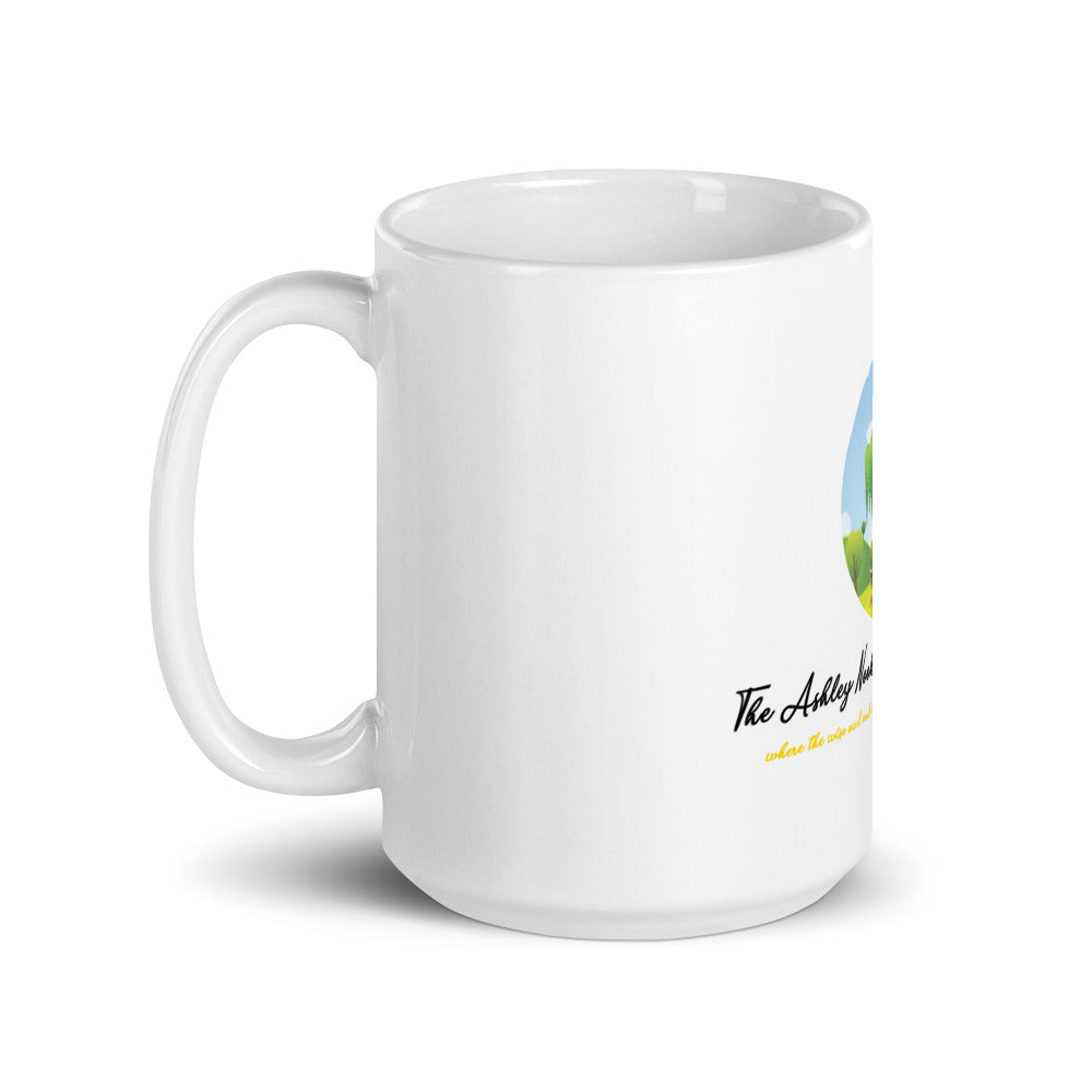 White Glossy Mug and tree logo