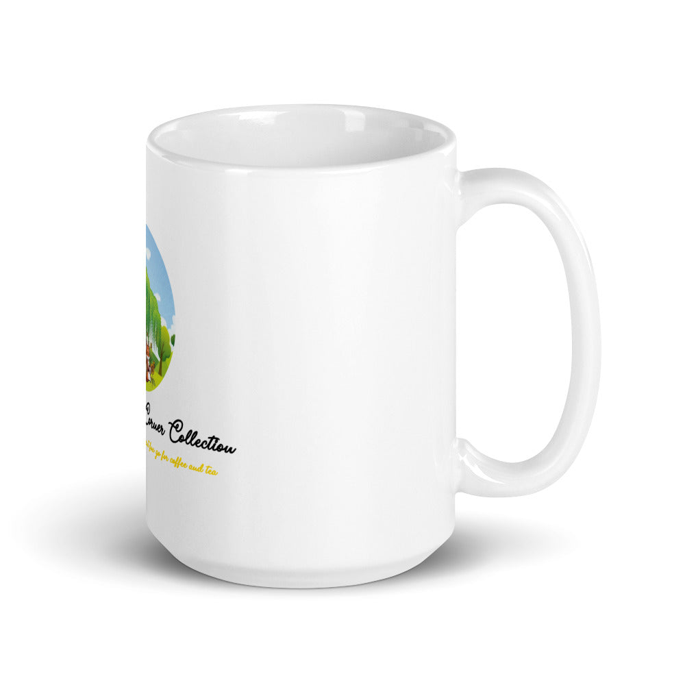 White Glossy Mug and tree logo