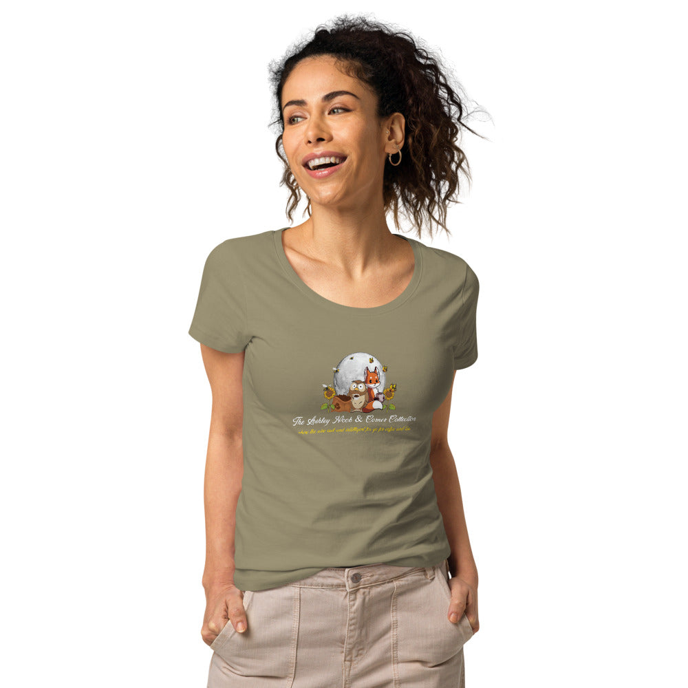 Women's Basic Organic T-Shirt and the moon logo