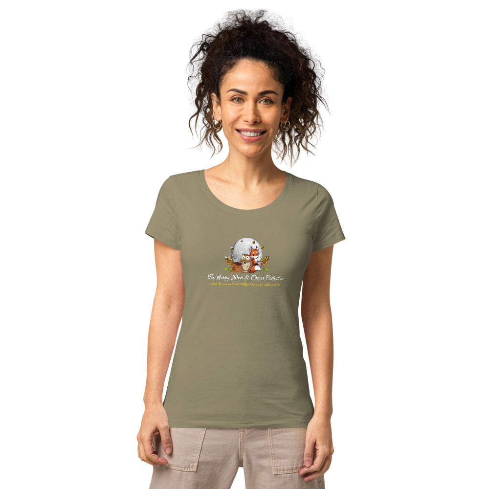 Women's Basic Organic T-Shirt and the moon logo