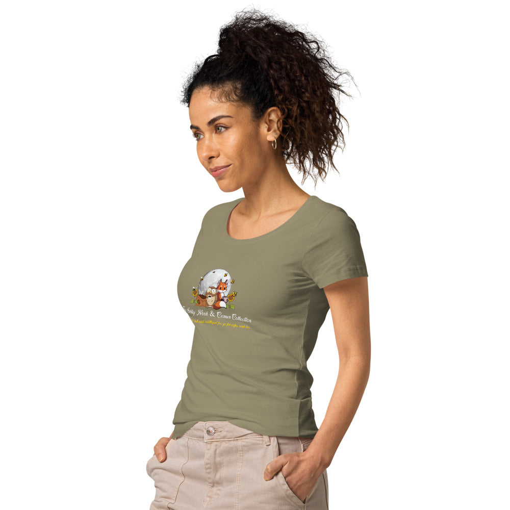 Women's Basic Organic T-Shirt and the moon logo