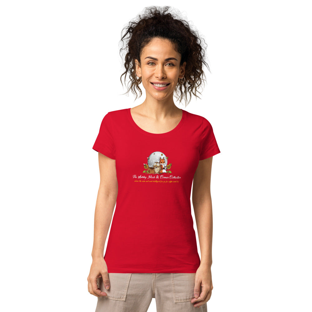 Women's Basic Organic T-Shirt and the moon logo